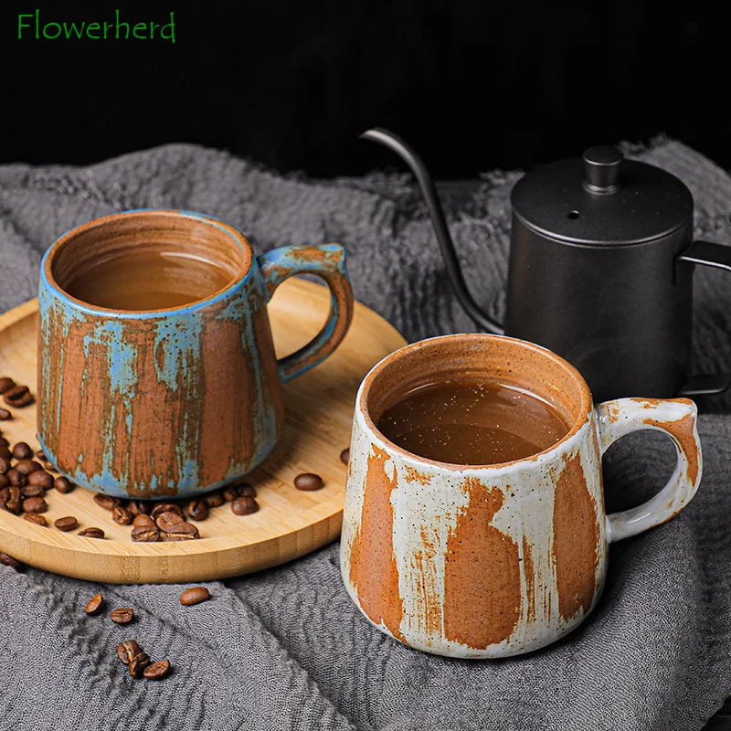 Painted Ceramic Coffee Mug Handmade Retro Tea Mug