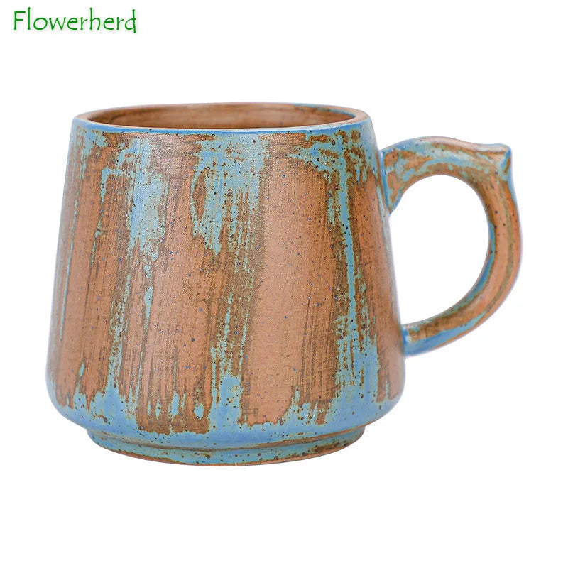 Painted Ceramic Coffee Mug Handmade Retro Tea Mug